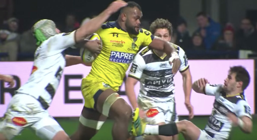 Fiji's 'absolute unit' Peceli Yato bursts through defenders for