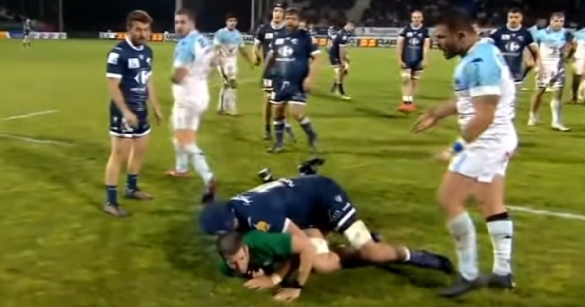 French Second Row flattens referee with hefty tackle but gets away with