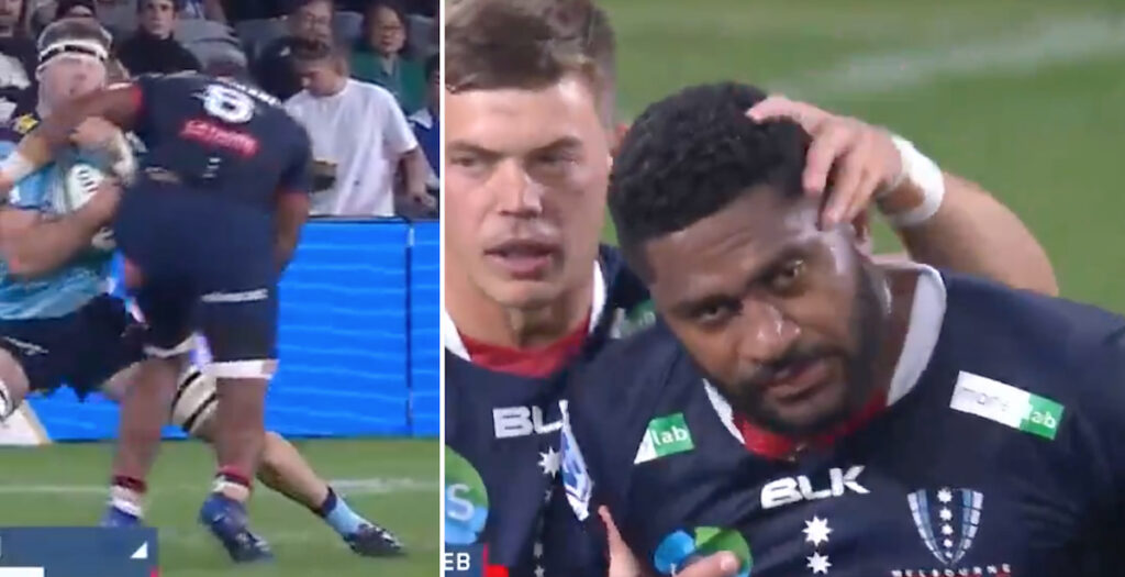 WATCH: Pure head-loss from Rebels star leads to punches in Super Rugby AU