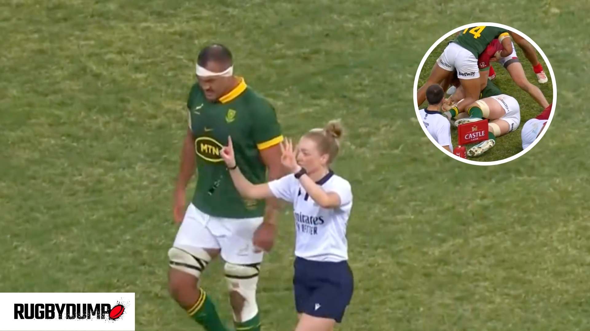 KurtLee Arendse shown yellow card for 'Croc Roll' against Portugal