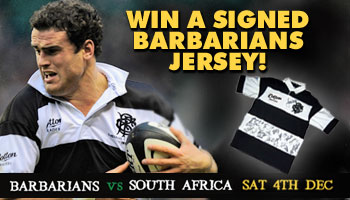WIN a signed Barbarians jersey - Twickenham Dec 4th - Baa Baa's vs Boks