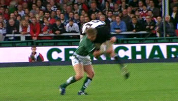 Welcome back Stephen Larkham - Fitzgerald tackle