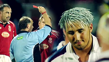 Llanelli vs Swansea 2002 - Gavin Henson white hair, red card
