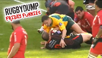 Friday Funnies - Matt Henjak high tackled by the referee