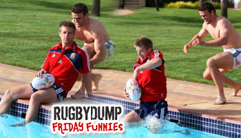 Friday Funnies - Jamie Roberts helps Luke Fitzgerald to cool off