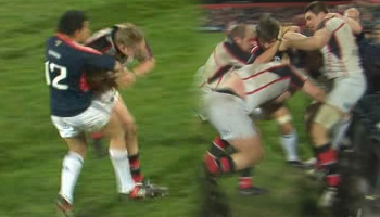 Late tackle on Lifeimi Mafi causes a mass brawl