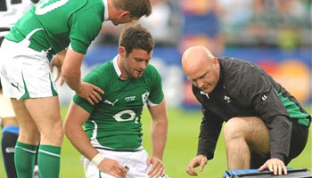 Seru Rabeni crunching tackle on Ireland's Fergus McFadden