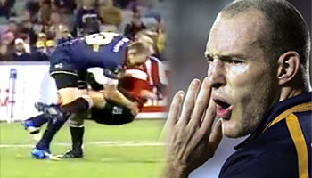 Stirling Mortlock big crash tackle on Louis Ludik