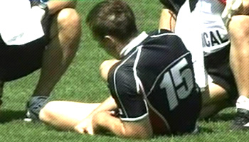 Nili Latu's big hit on the Cherry Blossom's Shaun Webb