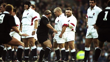 Richard Cockerill stands up to the Haka in 1997