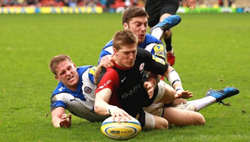 Saracens and David Strettle score a great try against Bath