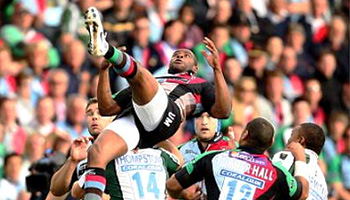 Ugo Monye lucky to get up after heavy fall against London Irish